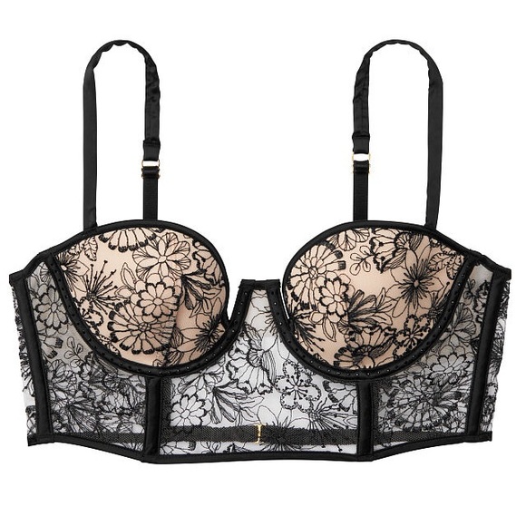 LUXE LINGERIE Floral Embroidered Bustier - Picture 1 of 6